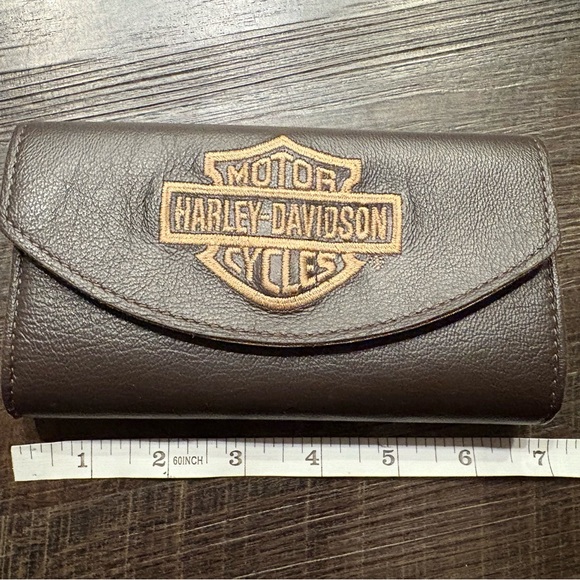 Harley-Davidson Other - Harley Davidson‎ Brown Leather Wallet Tri-Fold Bar Shield Logo Snaps Unisex
